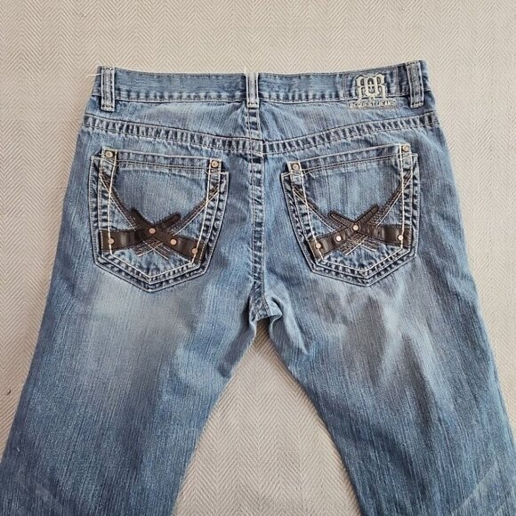 Request Jeans Men's 36x30 Embroidery Studded Pockets Feathering Straight EUC - Picture 10 of 14